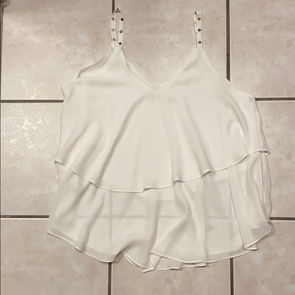 White flowy Tiered top